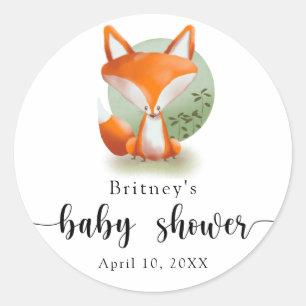 Vosje - babyshower ronde sticker