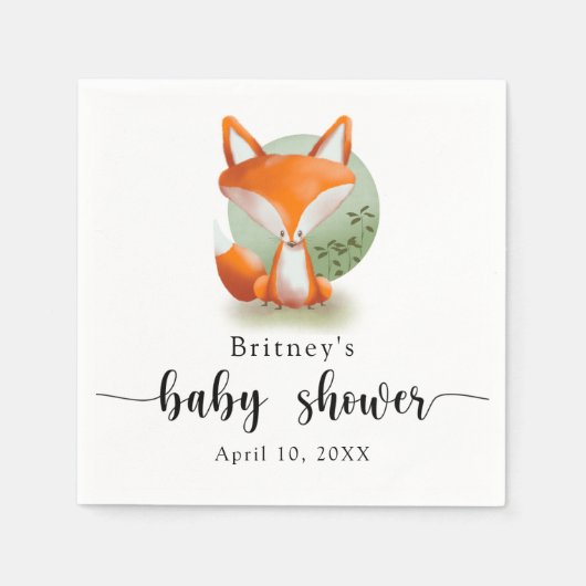 Vosje - babyshower servet (Voorkant)