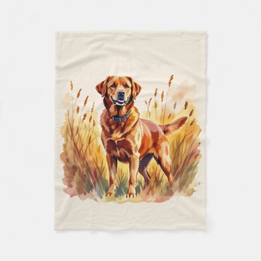 Vosrode Labrador Retriever Hond Fleece Deken (Voorkant)