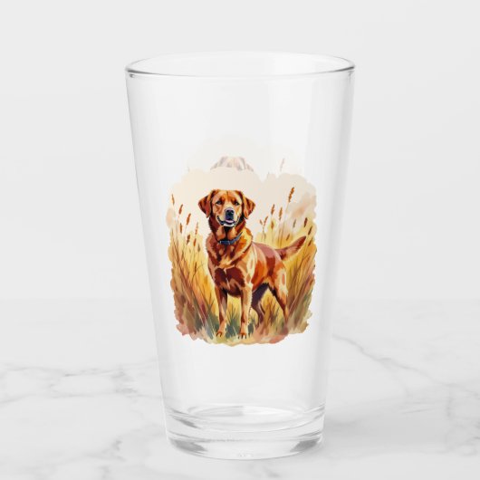 Vosrode Labrador Retriever Hond Glas (Voorkant)