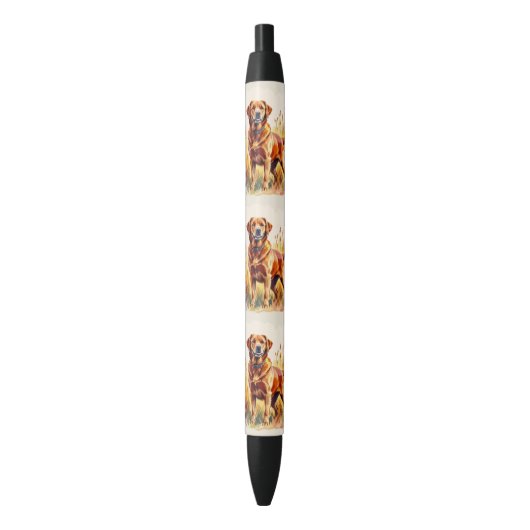 Vosrode Labrador Retriever Hond Zwarte Inkt Pen (Voorkant Verticaal)