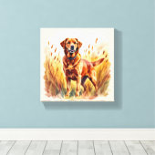 Vosrode Labradord retriever hond Canvas Afdruk (Insitu (Houten vloer))