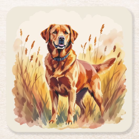 Vosrode Labradord retriever hond Kartonnen Onderzetters (Voorkant)