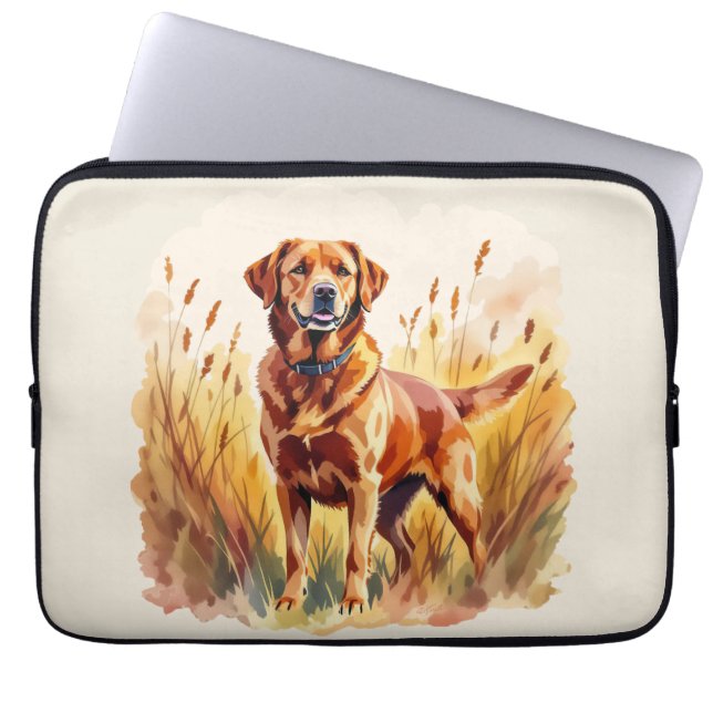Vosrode Labradord retriever hond Laptop Sleeve (Voorkant)