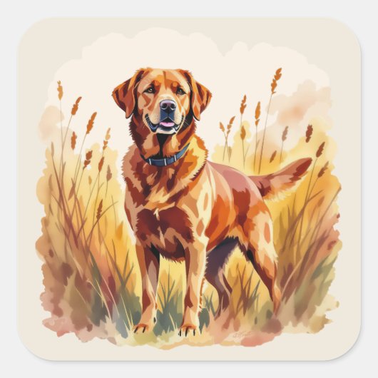 Vosrode Labradord retriever hond Vierkante Sticker (Voorkant)