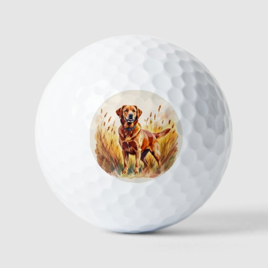Vosrode Labradord retrieverhond Golfballen (Voorkant)