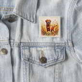 Vosrode Labradord retrieverhond Vierkante Button 5,1 Cm (In situ)