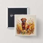 Vosrode Labradord retrieverhond Vierkante Button 5,1 Cm (Voorkant /achterkant)