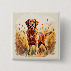 Vosrode Labradord retrieverhond Vierkante Button 5,1 Cm