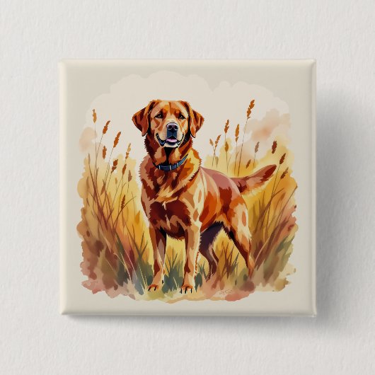 Vosrode Labradord retrieverhond Vierkante Button 5,1 Cm (Voorkant)