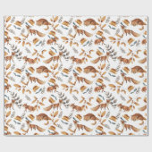Vossen Bloemen Groene Botanische Cadeaupapier (Vlak)