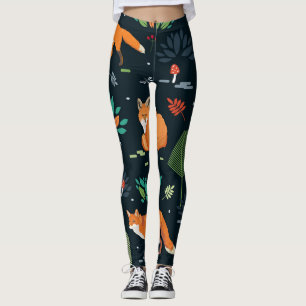 Vossen Bomen Laat Donkere Achtergrond Leggings