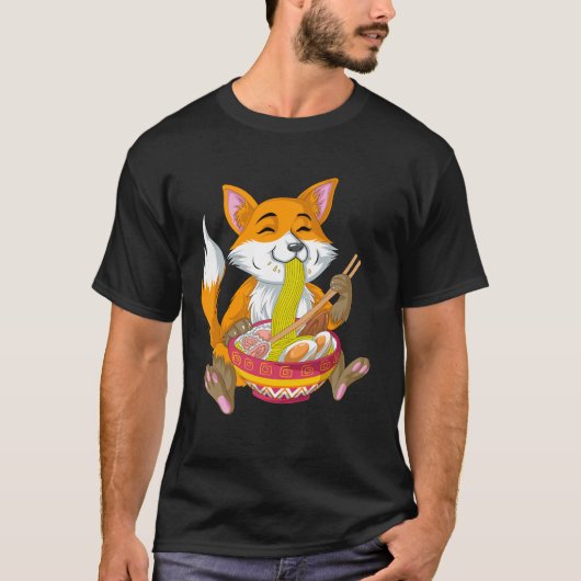 vossen die ramen eten t-shirt (Voorkant)