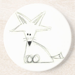 vossen doedle zwarte grijs simpele kinder tekening zandsteen onderzetter