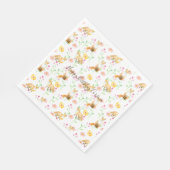 Vossen en bloemen Roze Gele Waterverf Servet (Hoek)