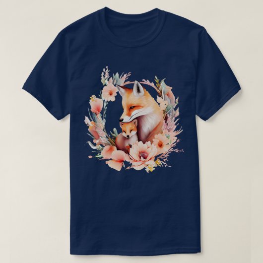 Vossen en bloemen t-shirt (Design voorkant)