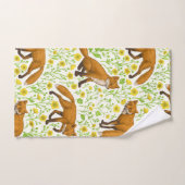 Vossen en boterbloemen op natuurlijk wit bad handdoek (Handdoek)