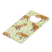 Vossen en boterbloemen op natuurlijk wit creditkaart flessenopener (Voorkant Gekanteld)