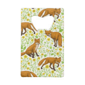 Vossen en boterbloemen op natuurlijk wit creditkaart flessenopener (Achterkant)