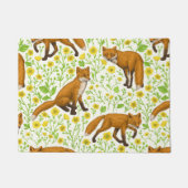 Vossen en boterbloemen op natuurlijk wit deurmat (Voorkant)