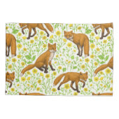 Vossen en boterbloemen op natuurlijk wit kussensloop (Achterkant-Links)