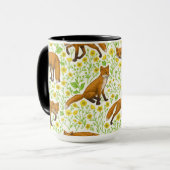 Vossen en boterbloemen op natuurlijk wit mok (Voorkant links)