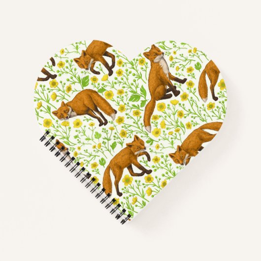 Vossen en boterbloemen op natuurlijk wit notitieboek (Voorkant)