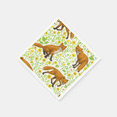 Vossen en boterbloemen op natuurlijk wit servet (Hoek)