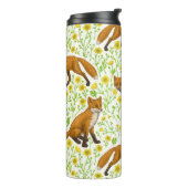 Vossen en boterbloemen op natuurlijk wit thermosbeker (Gedraaid links)