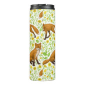 Vossen en boterbloemen op natuurlijk wit thermosbeker (Achterkant)