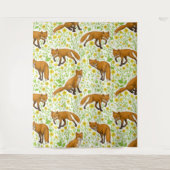 Vossen en boterbloemen op natuurlijk wit wandkleed (Voorkant)