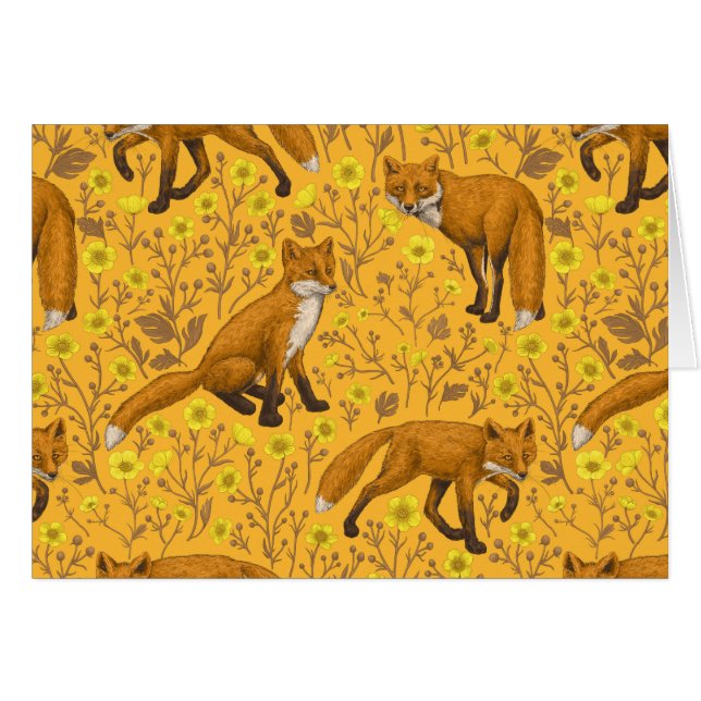 Vossen en boterbloemen op sinaasappel (Voorkant Horizontaal)