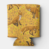 Vossen en boterbloemen op sinaasappel blikjeskoeler (Achterkant)