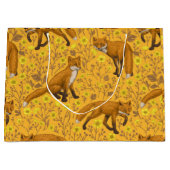 Vossen en boterbloemen op sinaasappel groot cadeauzakje (Voorkant)