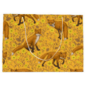 Vossen en boterbloemen op sinaasappel groot cadeauzakje (Achterkant)