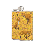 Vossen en boterbloemen op sinaasappel heupfles (Links)