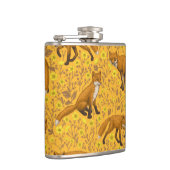 Vossen en boterbloemen op sinaasappel heupfles (Rechts)