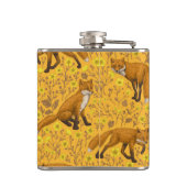 Vossen en boterbloemen op sinaasappel heupfles (Achterkant)