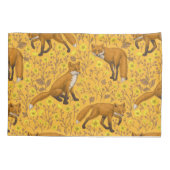 Vossen en boterbloemen op sinaasappel kussensloop (Achterkant-Links)