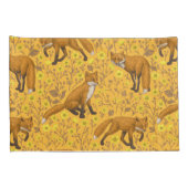 Vossen en boterbloemen op sinaasappel kussensloop (Achterkant-Rechts)