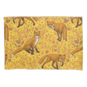 Vossen en boterbloemen op sinaasappel kussensloop (Voorkant-Links)