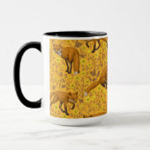 Vossen en boterbloemen op sinaasappel mok (Links)