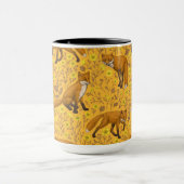 Vossen en boterbloemen op sinaasappel mok (Midden)