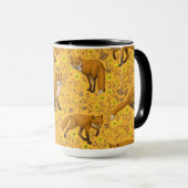 Vossen en boterbloemen op sinaasappel mok (Voorkant rechts)