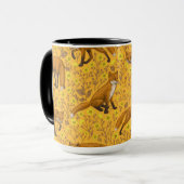 Vossen en boterbloemen op sinaasappel mok (Voorkant links)