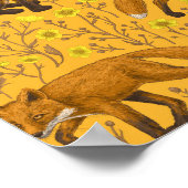 Vossen en boterbloemen op sinaasappel poster (Hoek)