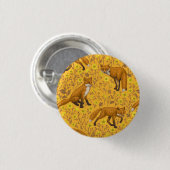 Vossen en boterbloemen op sinaasappel ronde button 3,2 cm (Voorkant /achterkant)