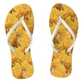 Vossen en boterbloemen op sinaasappel teenslippers (Voetbed)