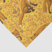 Vossen en boterbloemen op sinaasappel tissuepapier (Detail)