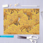 Vossen en boterbloemen op sinaasappel tissuepapier (Craft)